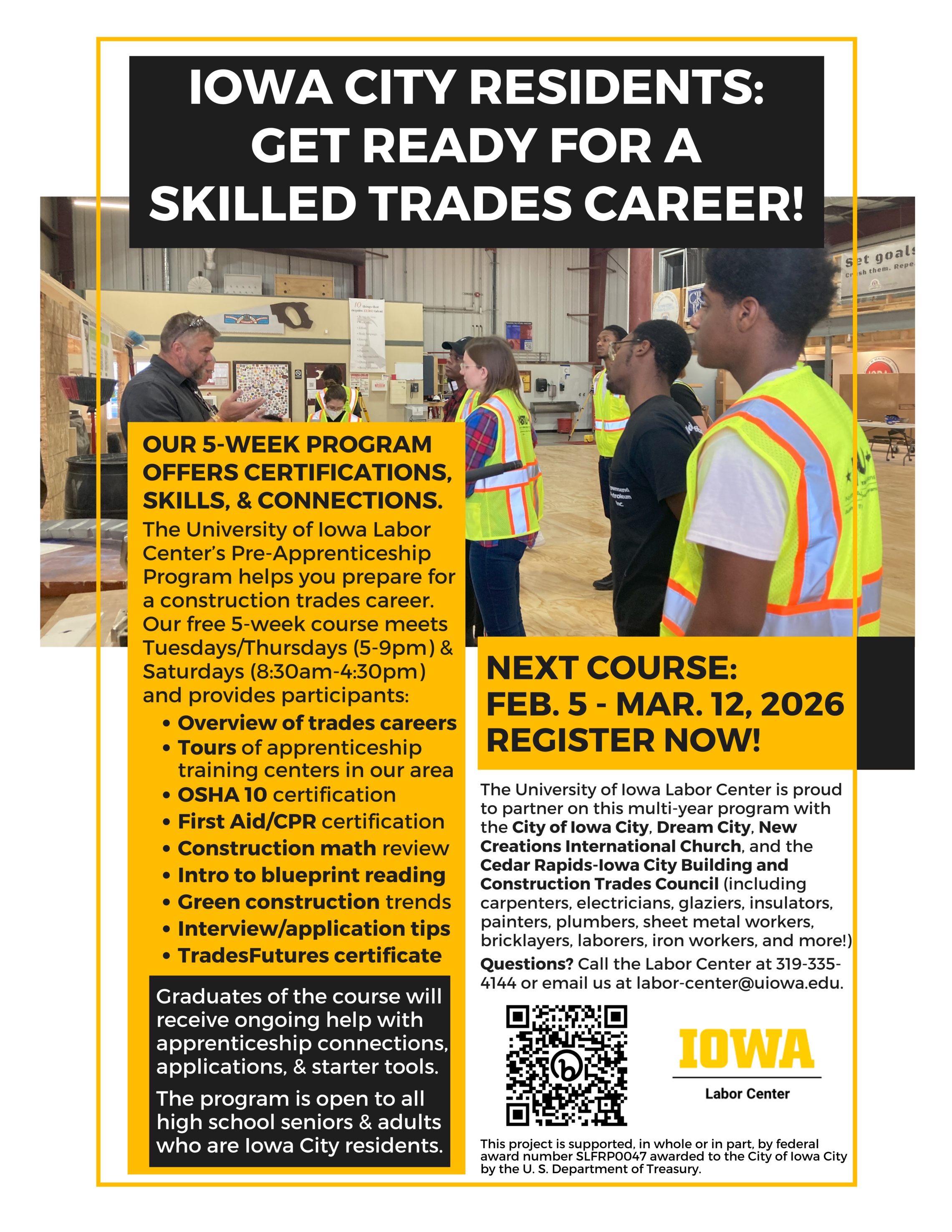 Flyer for Quality Pre-Apprenticeship Program 2026