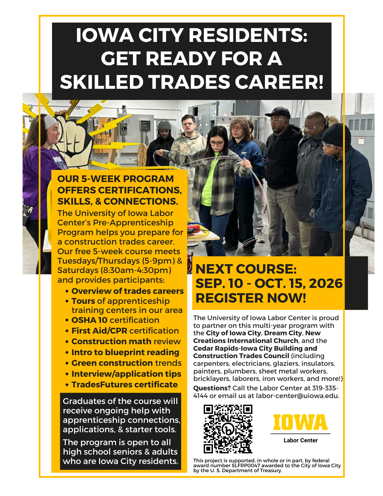 Flyer for the fall 2026 cohort of the Quality Pre-Apprenticeship Program